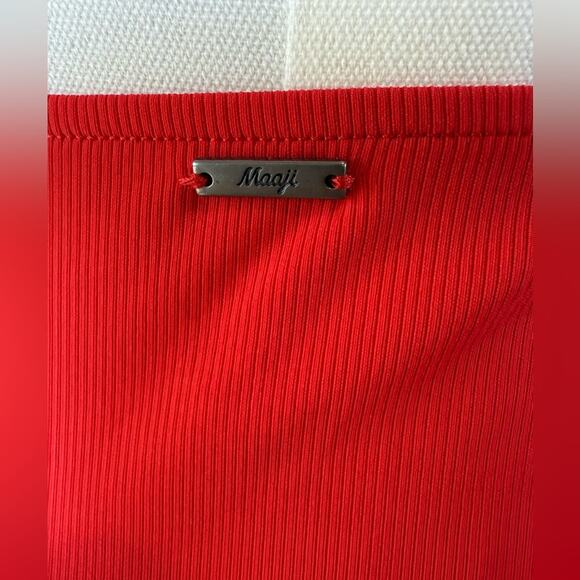 Maaji Ribbed Crimson Red Ariah Short Mini Dress Back Cutout Size Large - Picture 8 of 12